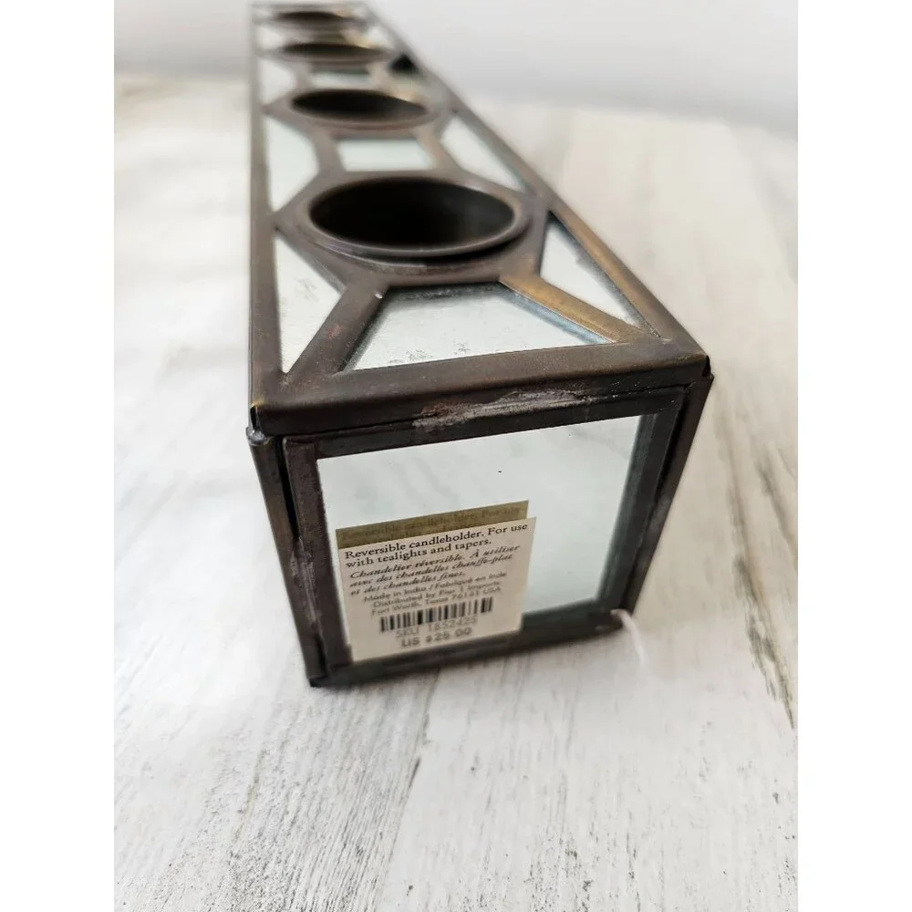 Pier 1 reversible candle holder tea light tapers mirror Xmas decor home‎ unique